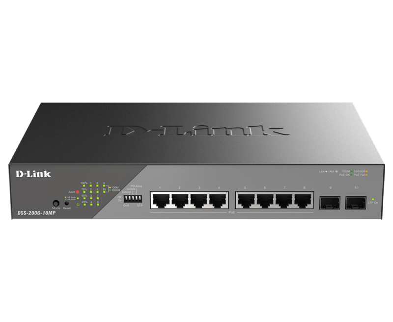 D-link DSS-200G-10MP/E, 10-Port Gigabit Ethernet PoE+ Surveillance Switch