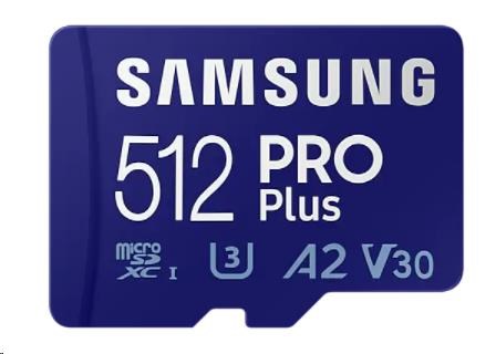 Samsung/micro SDXC/512GB, 180MBps/Class 10/+ Adaptér/Modrá MB-MD512SA/EU