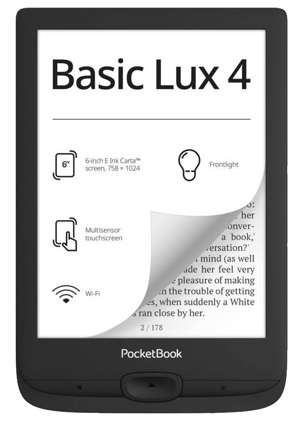 Pocketbook 618 BASIC LUX 4 INK BLACK, 8GB, 6", Wi-Fi, micro SD, čeština, černá PB618-P-WW