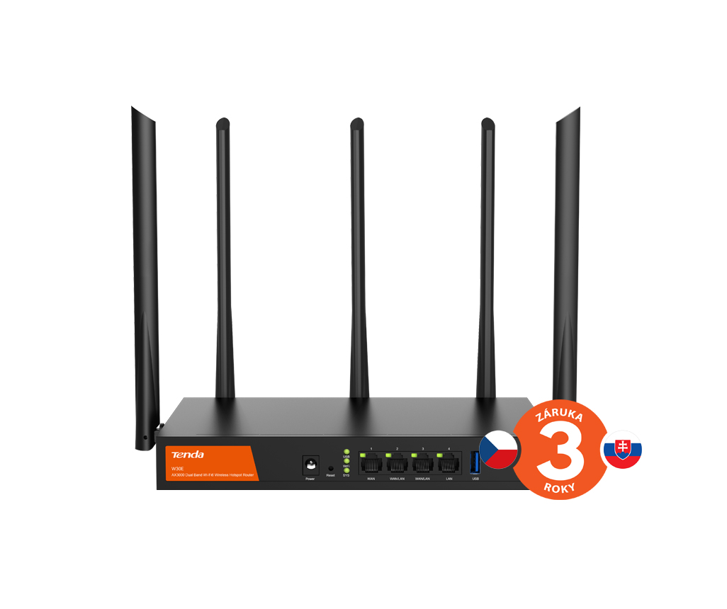 Tenda W30E WiFi Hotspot AX3000 Gigabit Router, 1x GWAN, 2x GWAN/LAN, 1x GLAN, VPN, Captive portal 75011966