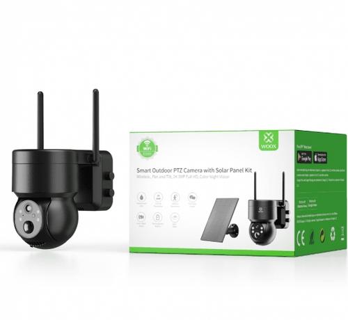 WOOX R3569, Smart outdoor PTZ bezdrátová bezpečnostní kamera a FV panel, WiFi, Tuya