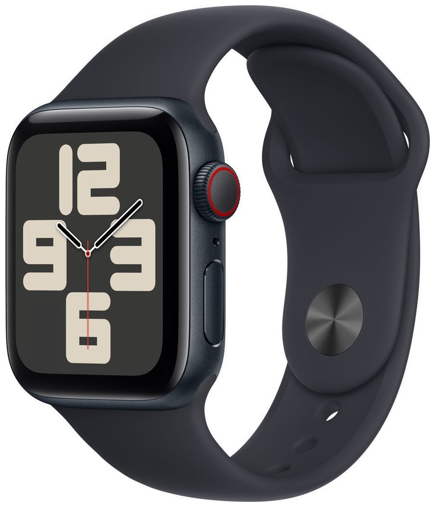 Apple Watch SE GPS+Cellular, 40mm Midnight Aluminium Case with Midnight Sport Band - S/M MRG73QC/A
