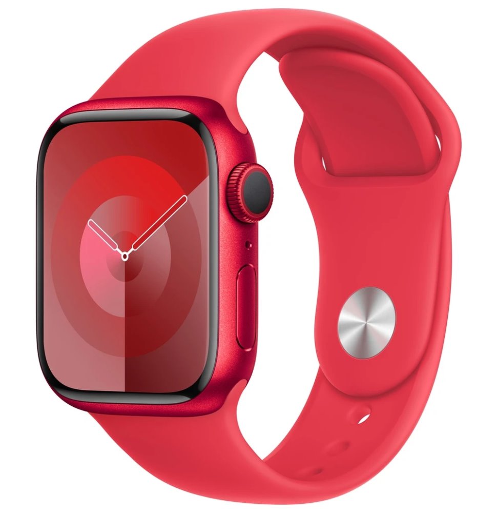 Apple Watch Series 9 GPS, 41mm (PRODUCT)RED Aluminium Case with (PRODUCT)RED Sport Band - S/M MRXG3QC/A