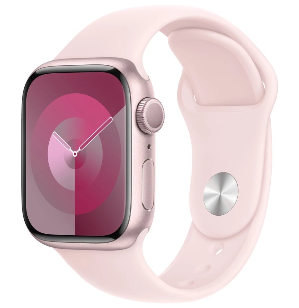 Apple Watch Series 9 GPS, 41mm Pink Aluminium Case with Light Pink Sport Band - M/L MR943QC/A