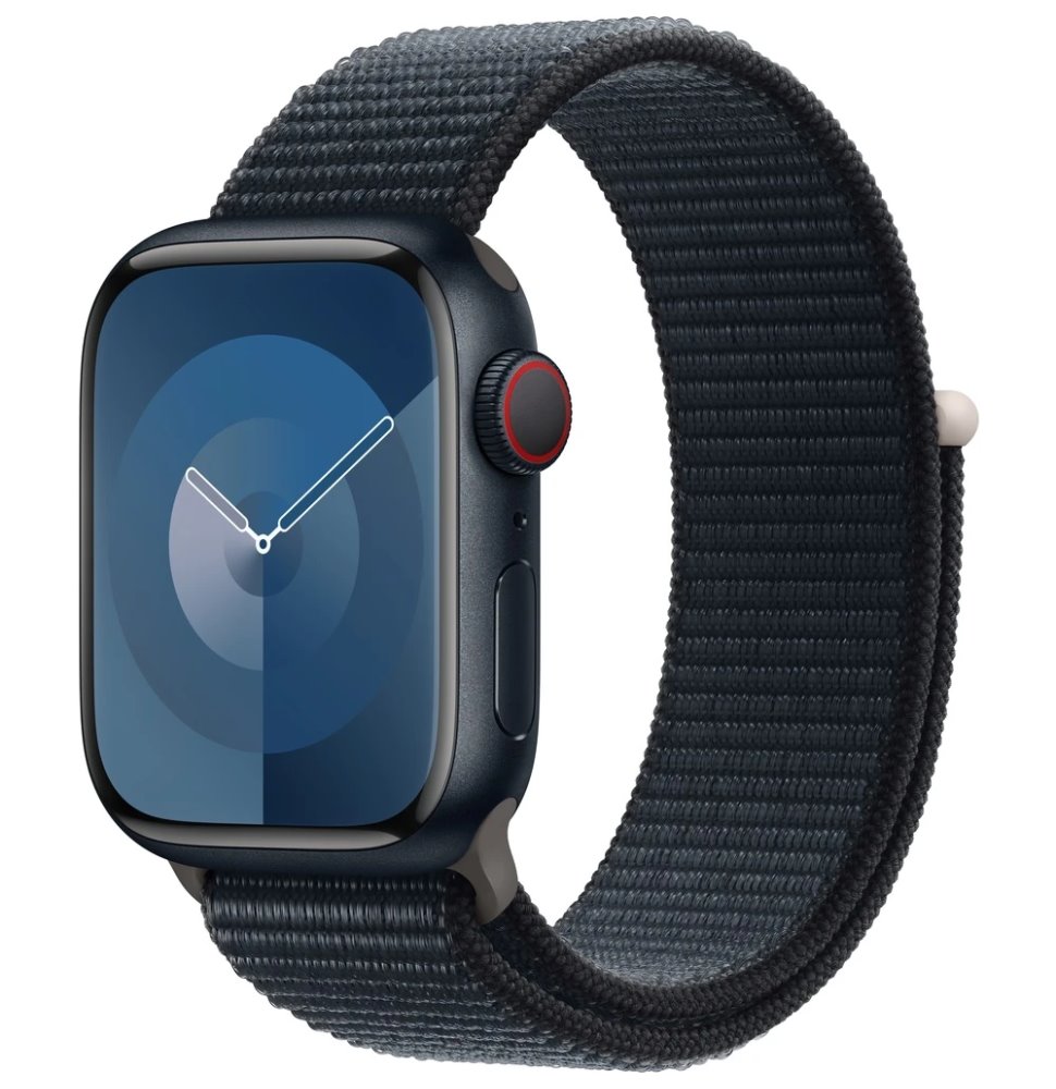 Apple Watch Series 9 GPS+Cellular, 41mm Midnight Aluminium Case with Midnight Sport Loop MRHU3QC/A