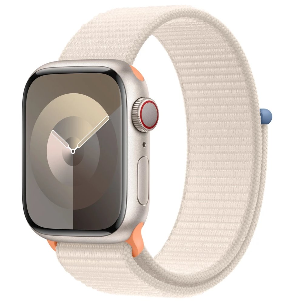 Apple Watch Series 9 GPS+Cellular, 41mm Starlight Aluminium Case with Starlight Sport Loop MRHQ3QC/A