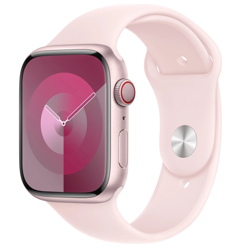 Apple Watch Series 9 GPS+Cellular, 45mm Pink Aluminium Case with Light Pink Sport Band - M/L MRML3QC/A