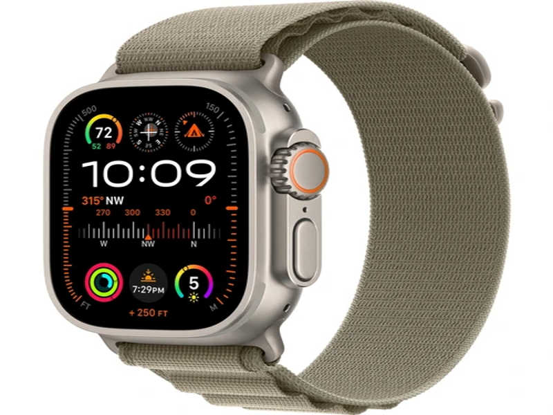 Apple Watch Ultra 2 GPS+Cellular, 49mm Titanium Case with Olive Alpine Loop - Large MRF03CS/A