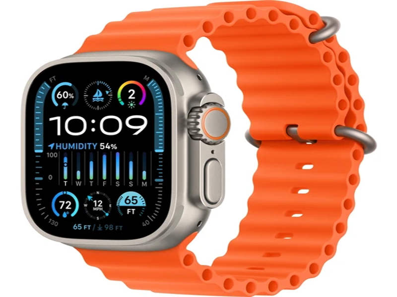 Apple Watch Ultra 2 GPS+Cellular, 49mm Titanium Case with Orange Ocean Band MREH3CS/A