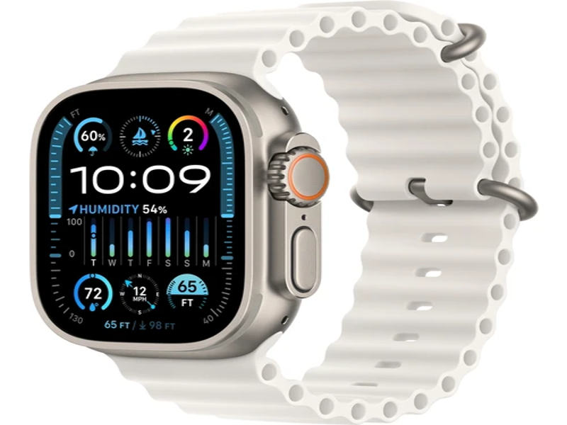 Apple Watch Ultra 2 GPS+Cellular, 49mm Titanium Case with White Ocean Band MREJ3CS/A