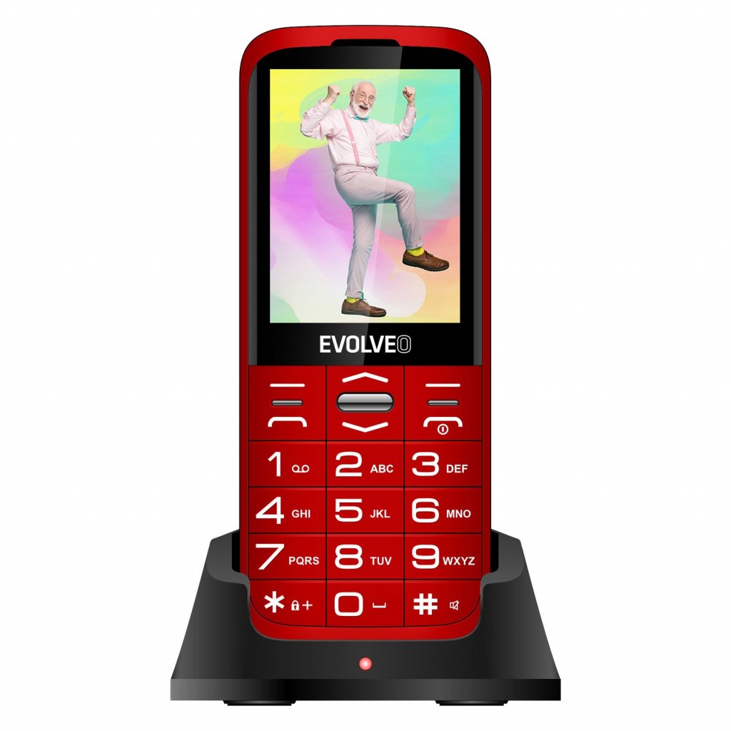 Evolveo EasyPhone XO, mobilní telefon pro seniory s nabíjecím stojánkem, červená EP-630-XOR