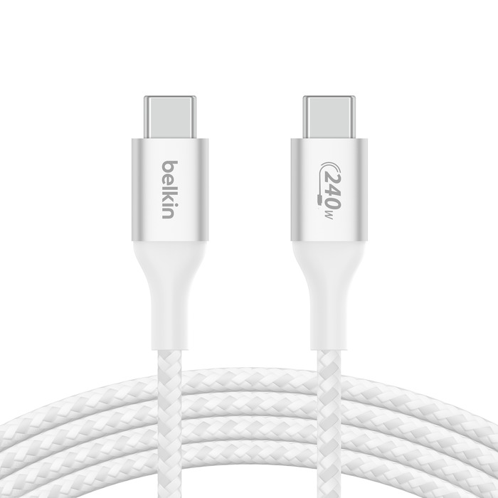 Belkin BOOST CHARGE USB-C na USB-C kabel 240W, 1m, bílý - odolný CAB015BT1MWH