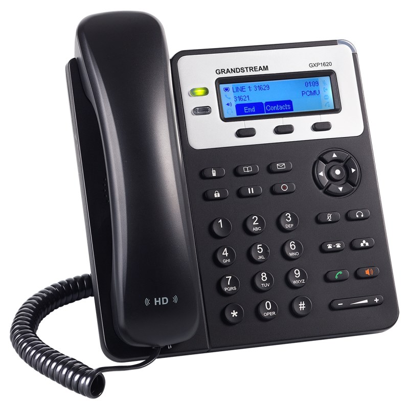 Grandstream Telefon GXP-1620 VoIP, LCD display, 2x SIP, 2x LAN, SRTP, TLS, 3 prog. tlačítka GXP1620