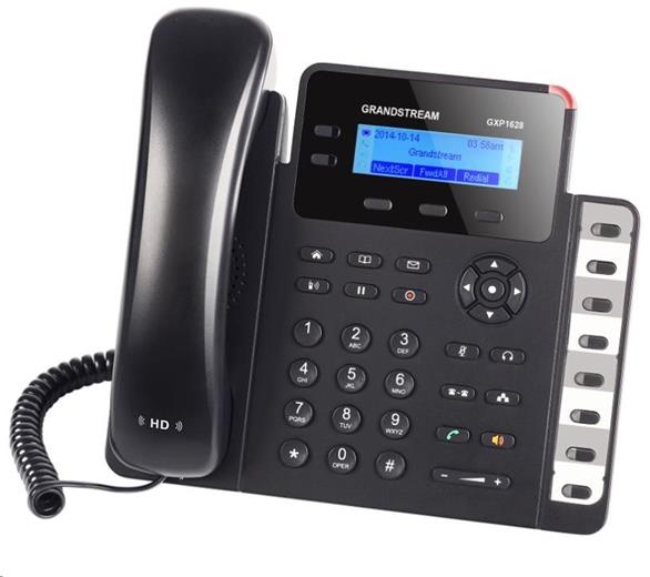 Grandstream Telefon GXP1628 VoIP telefon, 2x SIP účet,HD audio,3 prog.tl.+8 předvoleb,2x Gb LAN,PoE