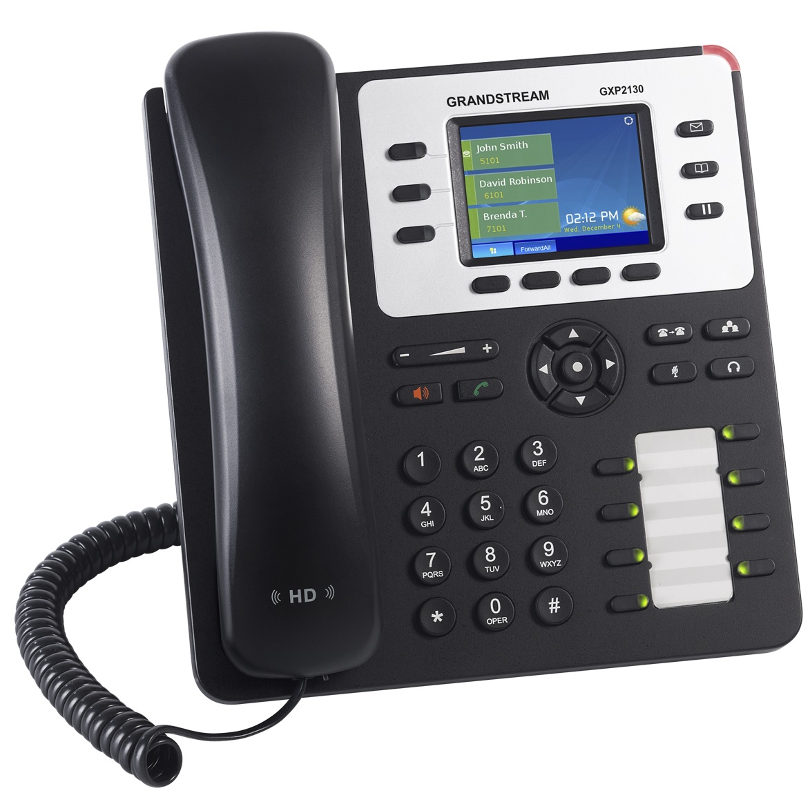 Grandstream Telefon GXP-2130 IP-Telefon, TFT bar. displej, 3x SIP, 2x 10/100/1000port, PoE, Hd zvuk GXP2130