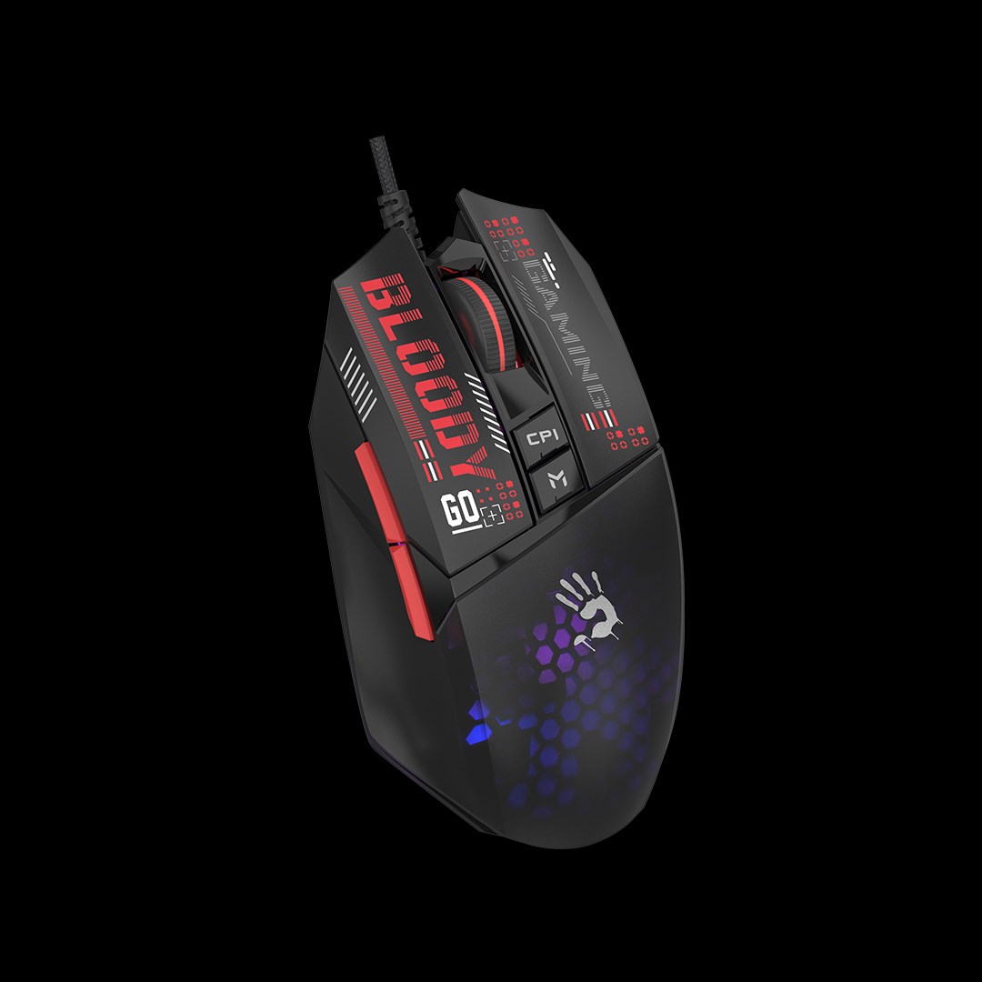 A4tech BLOODY W60 Max Mini, RGB podsvícená herní myš, 12000 DPI, černá, USB