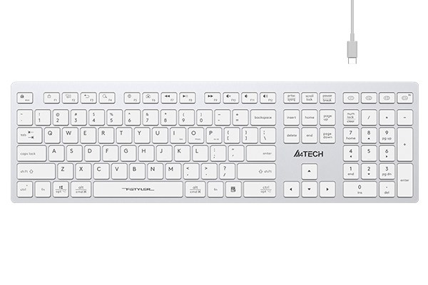A4tech FBX50C, bezdrátová kancelářská klávesnice,BT/USB 2,4Ghz, bílá FBX50C-WH