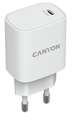 Canyon nabíječka do sítě H-20-02, 1x USB-C PD 20W, bílá CNE-CHA20W02