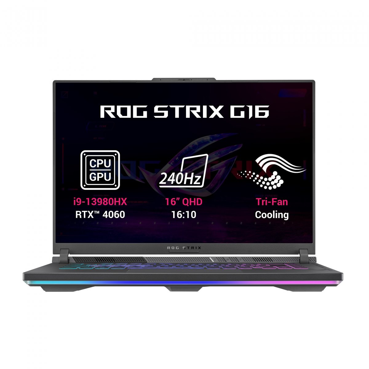 Asus ROG Strix G16, i9-13980HX/ 32GB DDR5/ 1TB SSD/ RTX 4060 8GB/ 16"QHD+, matný/ W11H/ šedý G614JV-N4102W