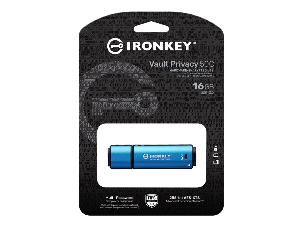 Kingston 16GB USB Ironkey Vault Privacy 50C AES-256 IKVP50C/16GB