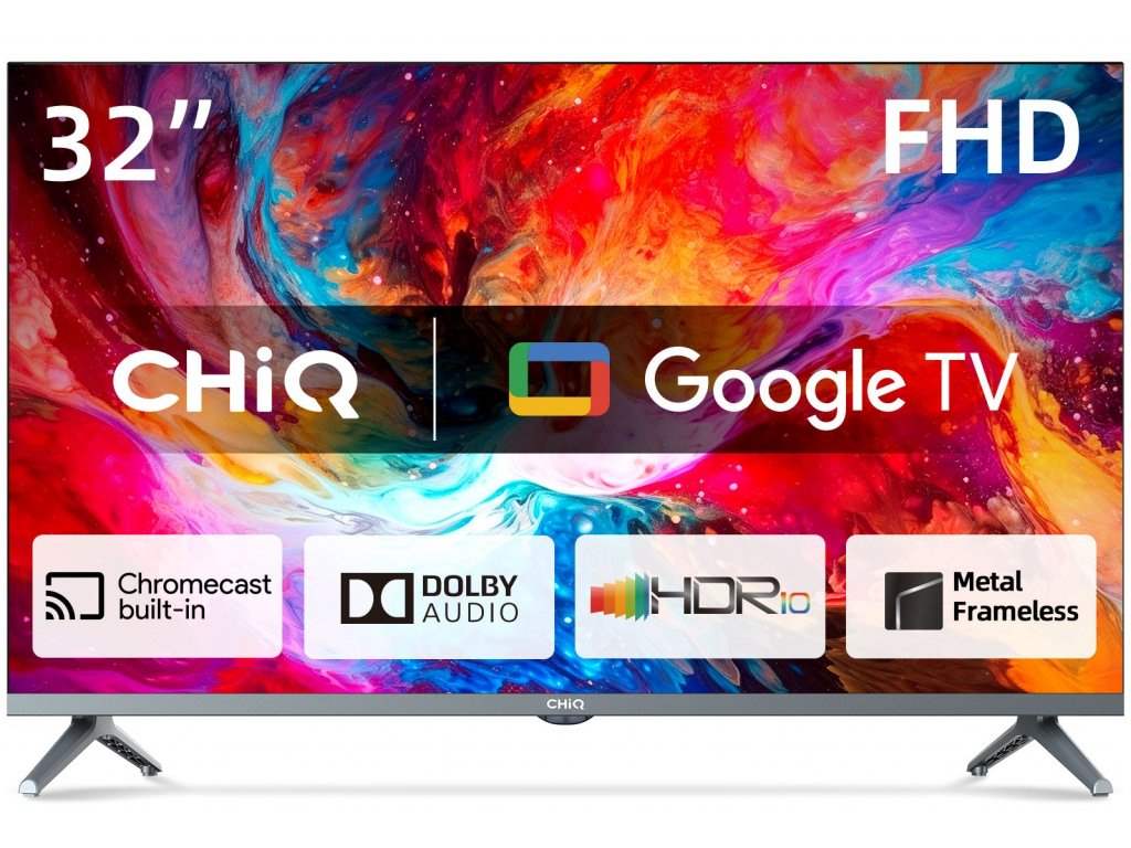 Chiq L32M8TG TV 32'', FHD, smart, Google TV, dbx-tv, Dolby Audio, Frameless, stříbrná