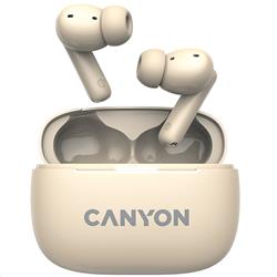 Canyon TWS-10 BT ANC+ENC s mikrofonem, BT V5.3 BT8922F, pouzdro 500mAh+40mAh, quick charge, béžová CNS-TWS10BG