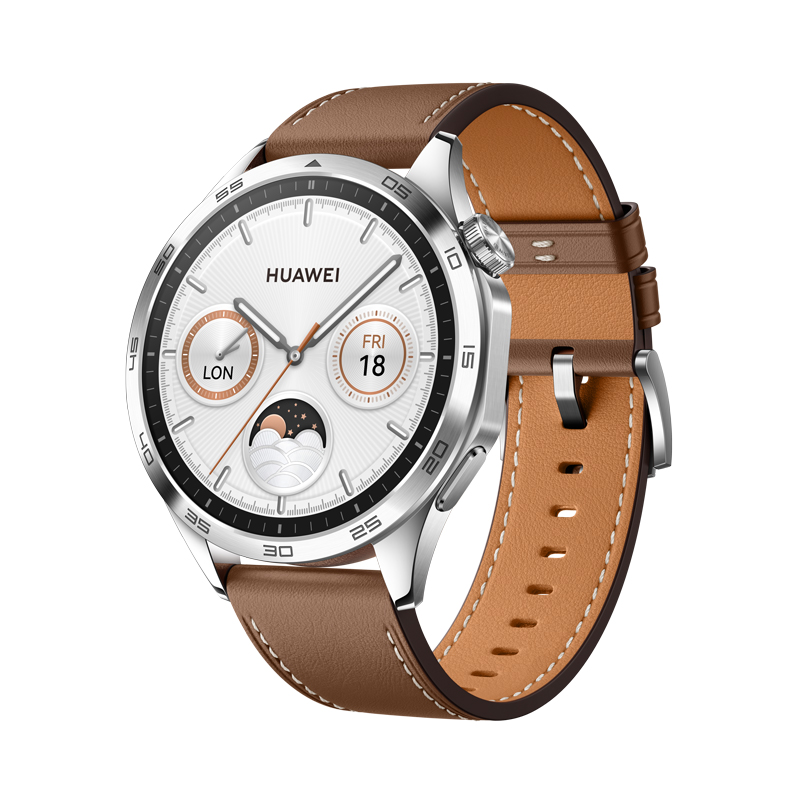 Huawei Watch GT 4, 46mm/Silver/Elegant Band/Brown PHOINIX-B19L