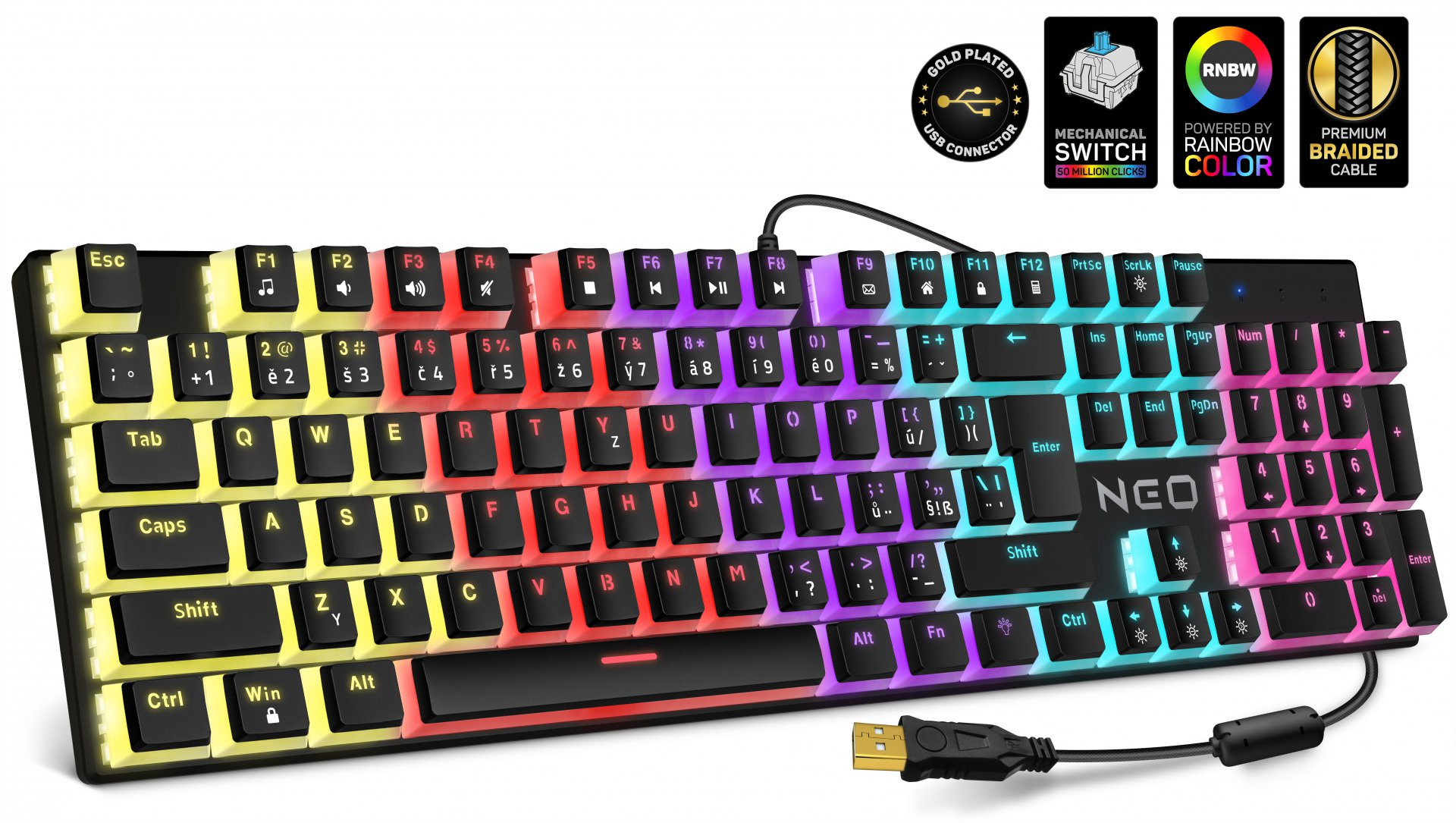 Connect It NEO Pudding mechanická herní klávesnice, rainbow podsvícení, USB (Full Size CZ verze) CKB-3570-CS