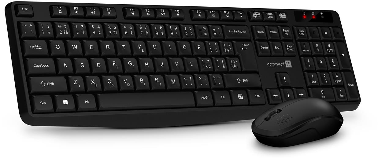 Connect It OfficeBase Wireless Combo bezdrátová černá klávesnice+myš, USB, 2,4Ghz CKM-4500-CS