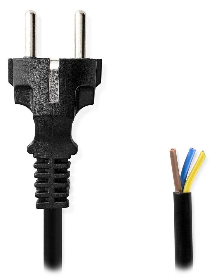 Nedis napájecí kabel, zástrčka Typ F, přímý - přímý, poniklovaný, černý, bulk, 3m CEGL11930BK