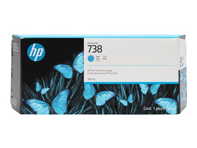 HP 738 300-ml Cyan DesignJet Ink Cartridge 676M6A