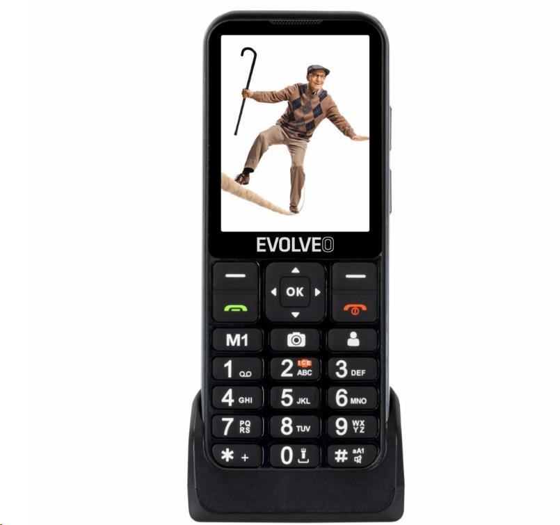Evolveo EP-880 EasyPhone LT Senior, nabíjecí stojánek, černá