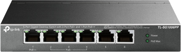 TP-Link 6-Port Gigabit Desktop Switch with 3-Port PoE+ and 1-Port PoE++ TL-SG1006PP