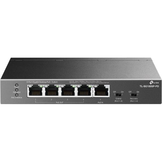 TP-Link 5-Port Gigabit Desktop Switch with 1-Port PoE++ In and 4-Port PoE+ Out TL-SG1005P-PD