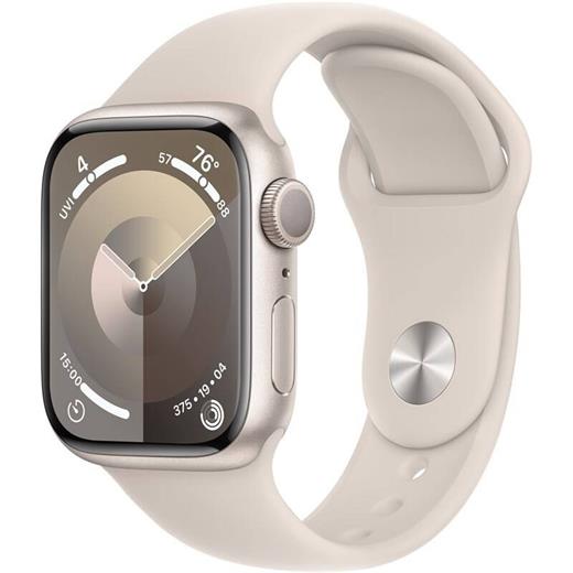 Apple Watch Series 9 GPS 45mm Starlight Aluminium Case with Starlight Sport Band - M/L MR973QC/A