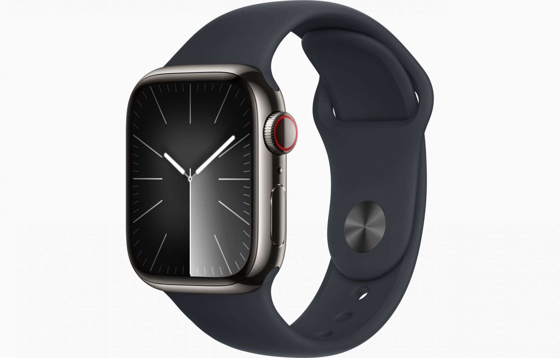 Apple Watch Series 9 GPS+Cellular 41mm Graphite Stainless Steel Case with Midnight Sport Band - M/L MRJ93QC/A