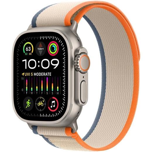 Apple Watch Ultra 2 GPS+Cellular, 49mm Titanium Case with Orange/Beige Trail Loop - S/M MRF13CS/A