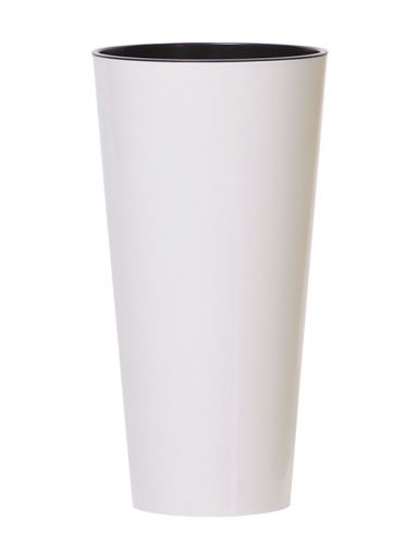 Prosperplast Květináč TUBUS SLIM, bílý lesk 30 cm DTUS300S -S449