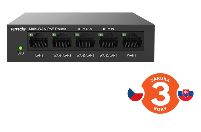 Tenda G0-5G-PoE Gigabit PoE Router MultiWAN, 3x GWAN/GLAN, 1x GWAN, 1x GLAN, 4x PoE 802.3af/at, VPN 75011980