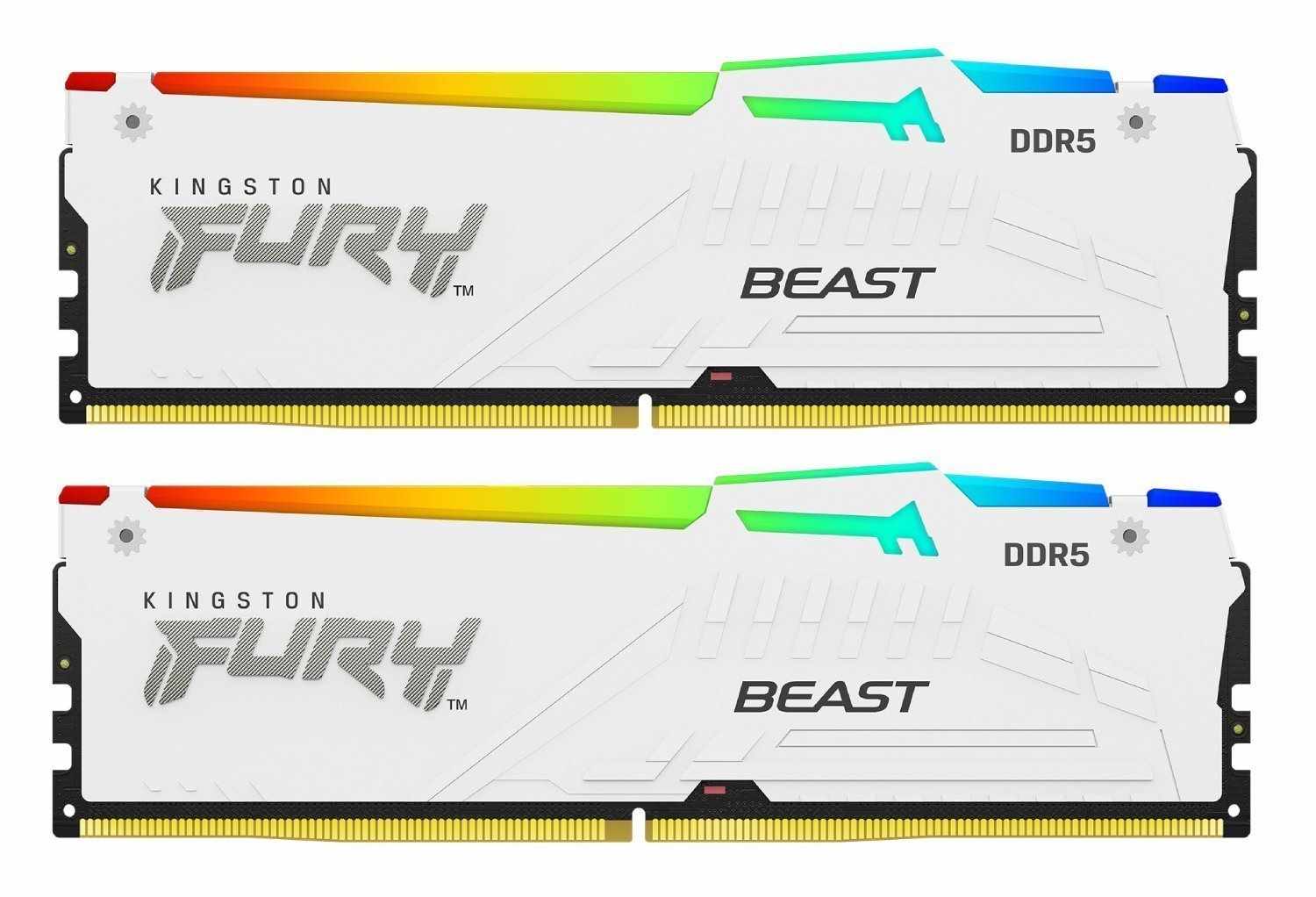 Kingston FURY Beast White RGB XMP 32GB DDR5 6400MT/s, CL32, DIMM, Kit 2x 16GB KF564C32BWAK2-32