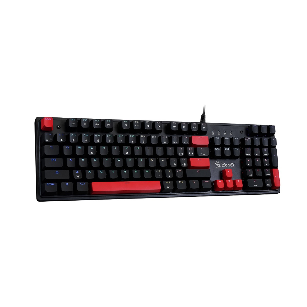A4tech Bloody S510R mechanická herní klávesnice, RGB podsvícení, Red Switch, USB, CZ, černá S510RR