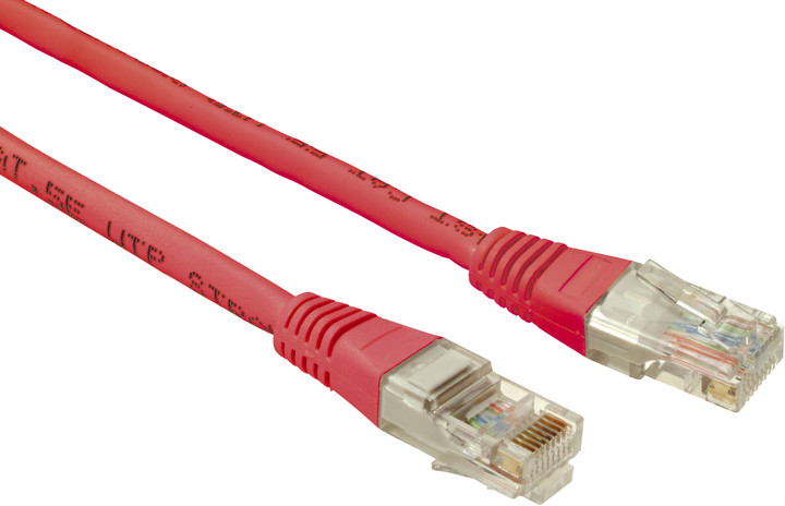 Solarix patch kabel CAT5E UTP PVC 0,5m, červené 28360059