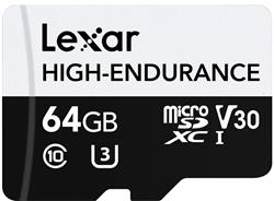 Lexar paměťová karta 64GB High-Endurance microSDHC/microSDXC UHS-I cards, (100/35MB/s) C10 A1 V30 U3 LMSHGED064G-BCNNG