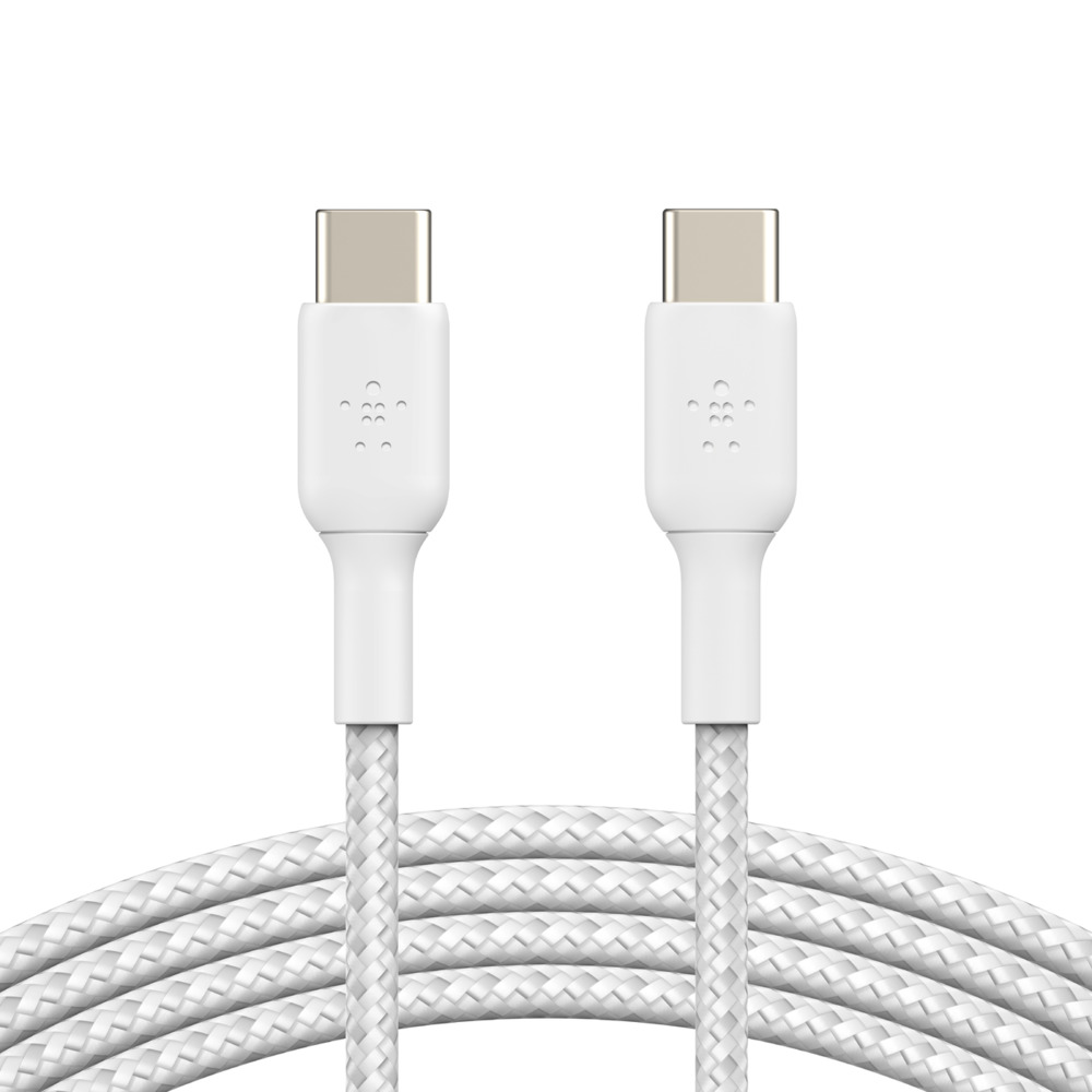 Belkin USB-C na USB-C kabel, 2m, bílý - odolný CAB004BT2MWH