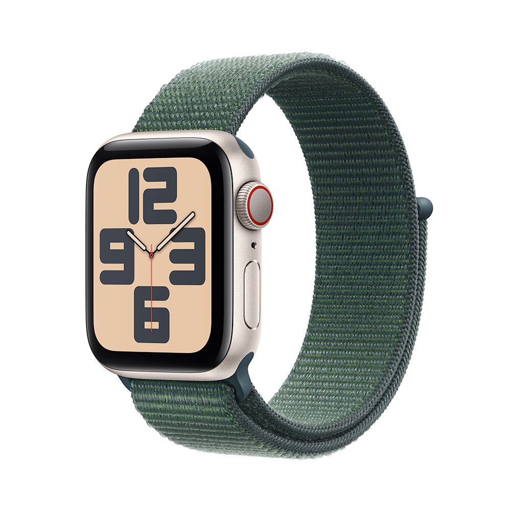 Apple Watch SE GPS + Cellular 40mm Starlight Aluminium Case with Lake Green Sport Loop MXGH3QC/A