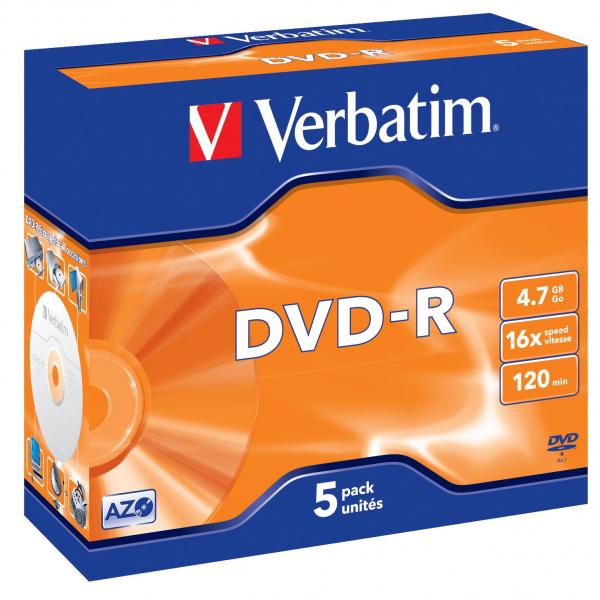 Verbatim DVD-R (16x), jewel 5ks 43519