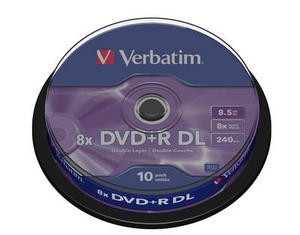Verbatim DVD+R (8x) - Double Layer, cake 10ks 43666