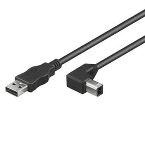 Kabel USB A-B - k tiskárně, 2m (A-M/B-M) černý, lomený konektor KU2AB2-90