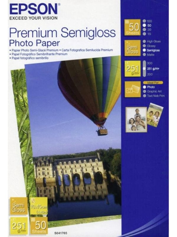 Epson Papír Premium Semigloss Photo | 251g | 10x15 | 50listů C13S041765