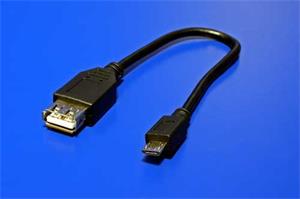 KABEL USB micro 0.2m 2.0, USB A(F) - microUSB B(M) - funkce: micro USB host KUR-13